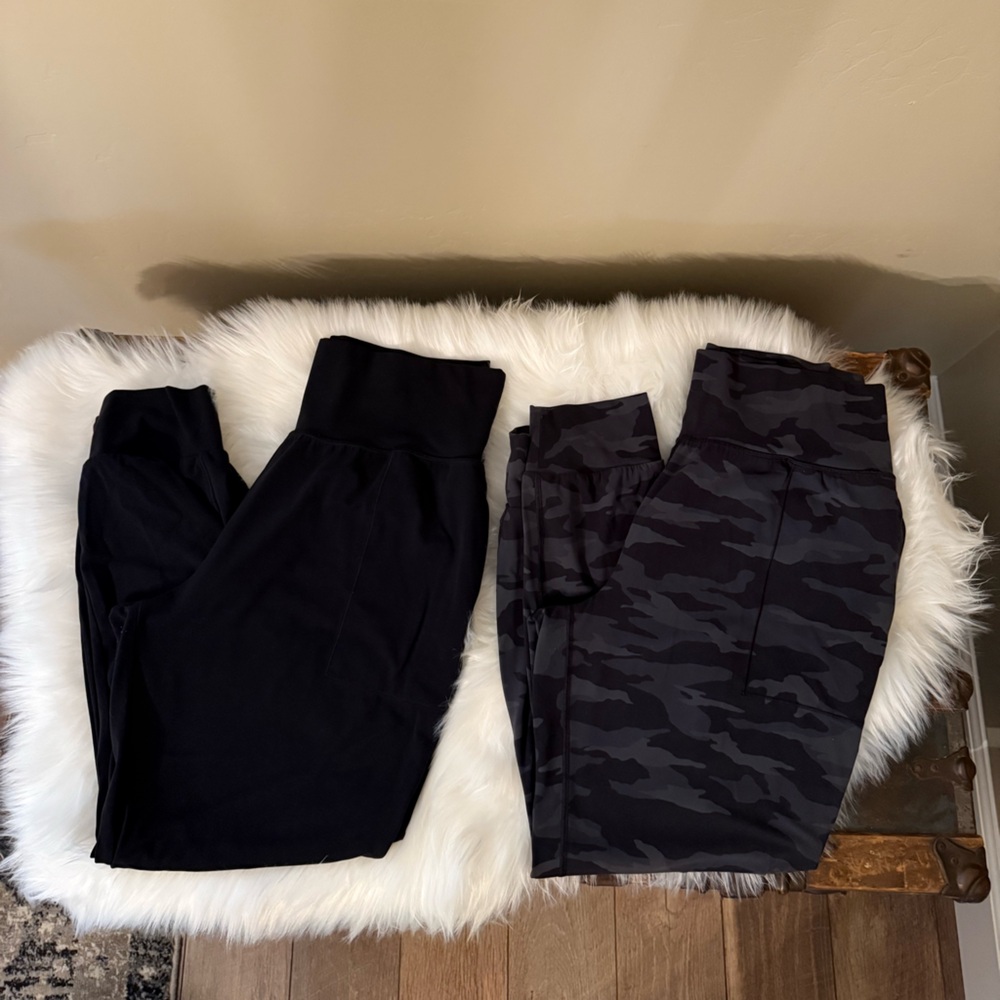Athleta Black and Camouflage Salutation Joggers - Lot of 2